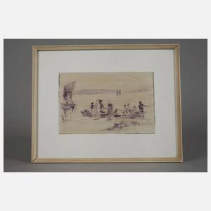 Eugène Budin, attr., Am Strand