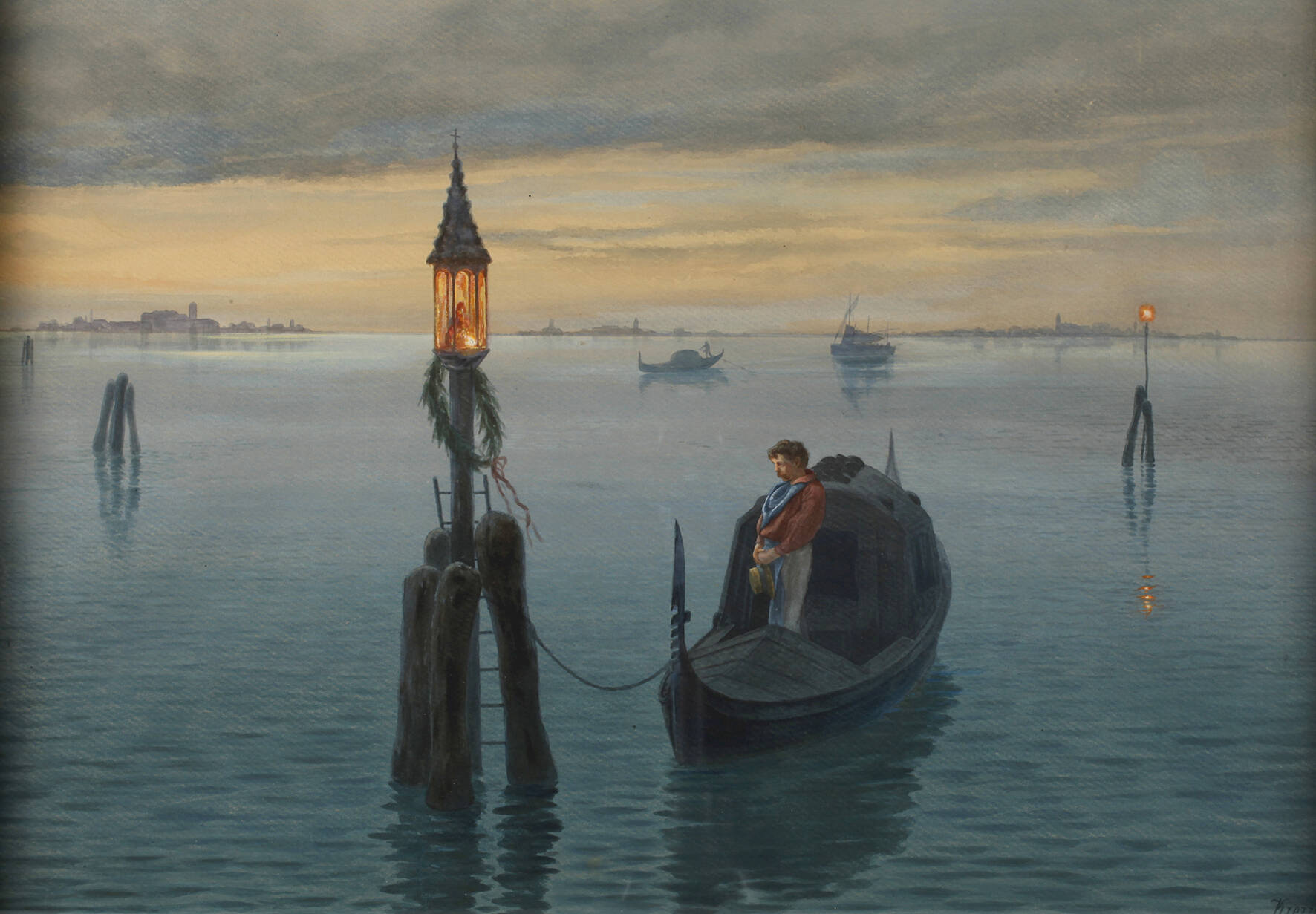 Hermann Krezzer, Abend auf der Lugane von Venedig