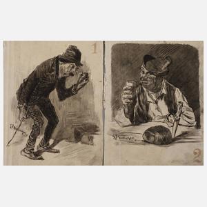 Edmund Harburger, Paar humoristische Zeichnungen