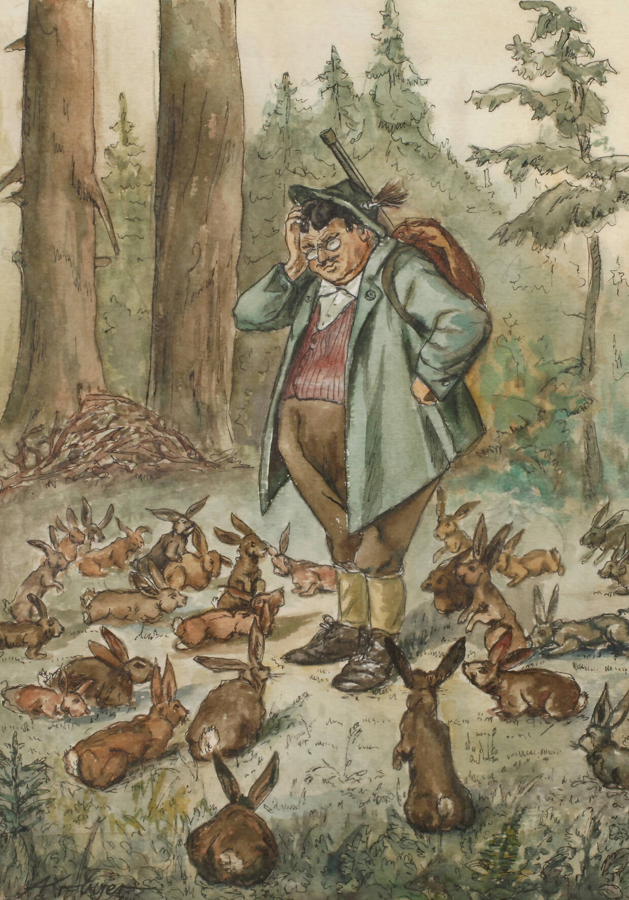 A. Krüger, Die Hasenversammlung