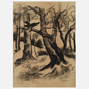 Hugó Scheiber, "Raubvogel im Geäst"