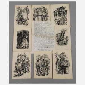 Karl Stratil, Konvolut Illustrationszeichnungen