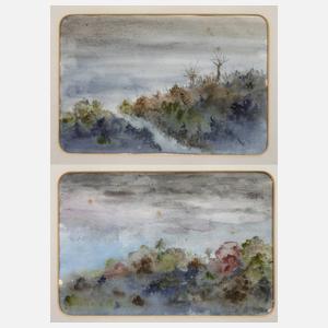 Paar Landschaftsaquarelle