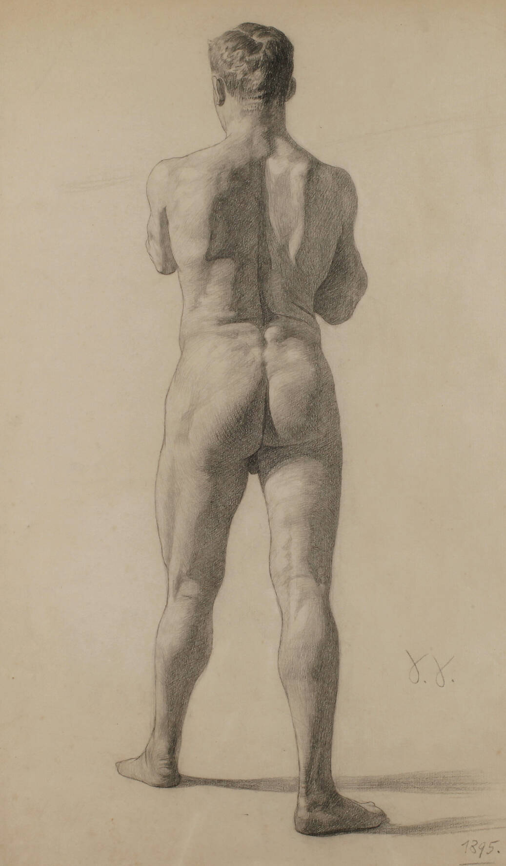 Prof. Sascha Schneider, Stehender Rückenakt