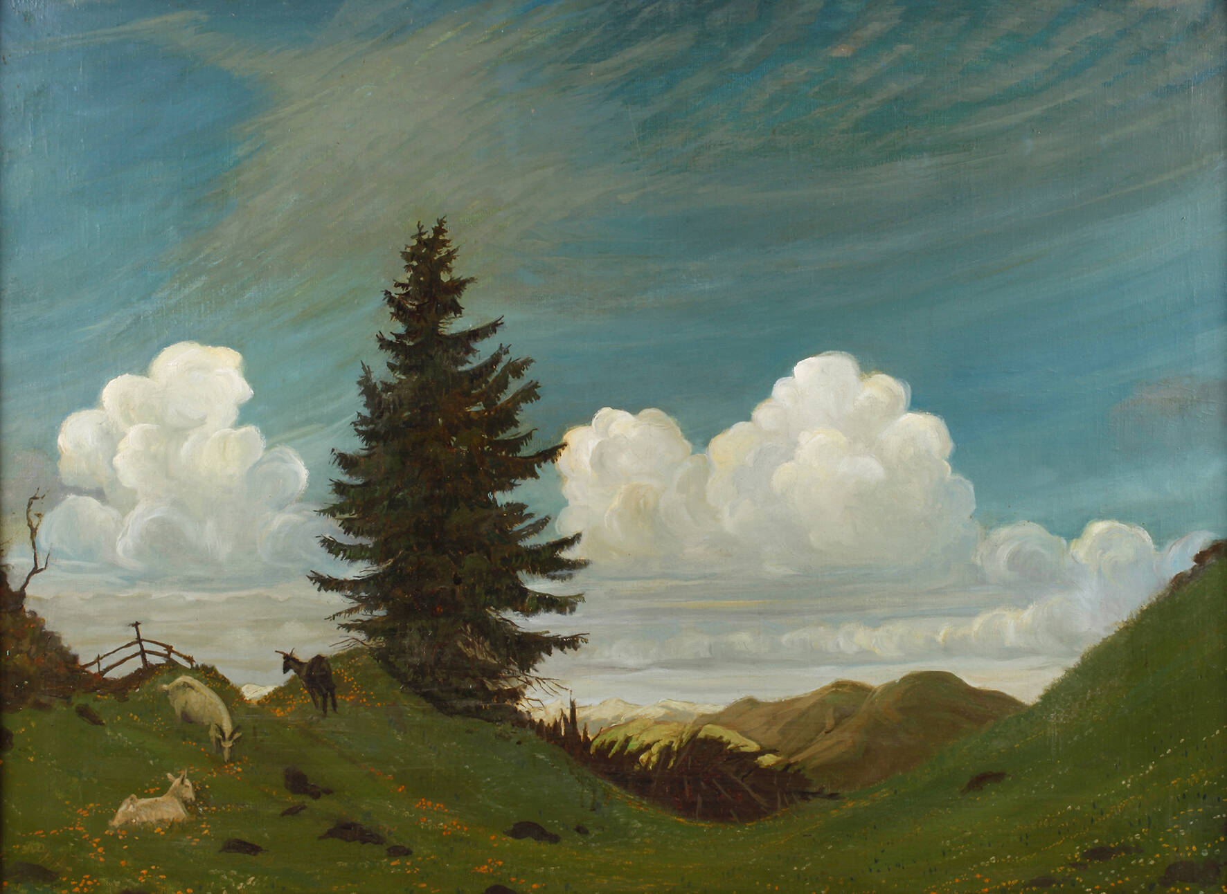 Hanns Herzing, "Baum im Wolkenspiel"
