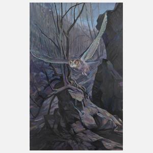 Alfred Hirsch, Nächtliche Landschaft mit Eule