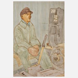 Fritz Tröger, "Michael Schuster an der Seilwinde"