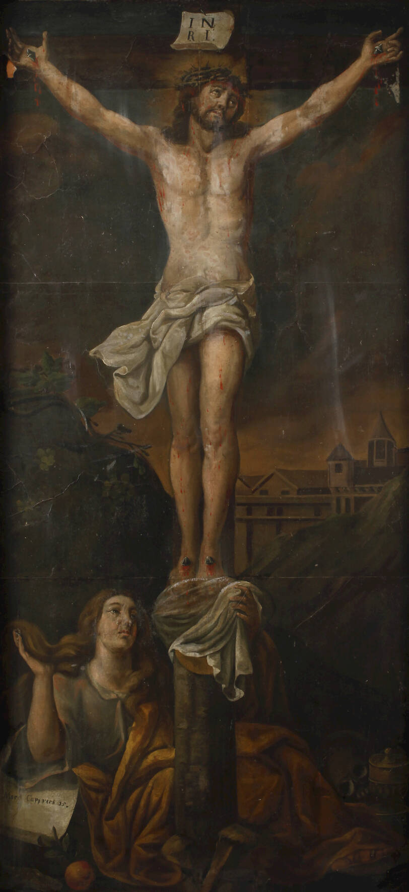 Gekreuzigter Jesus mit Maria Magdalena