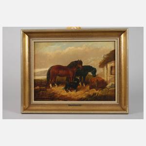 George Armfield, attr., Pferde mit Hund