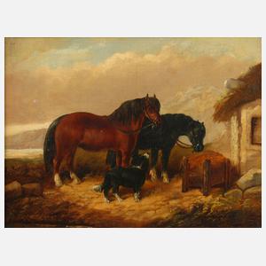 George Armfield, attr., Pferde mit Hund
