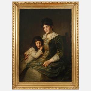 Prof. Andreas Groll, attr., Bildnis einer Mutter mit Tochter