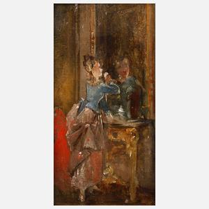 Carl Herpfer, attr., Frau vor dem Spiegel