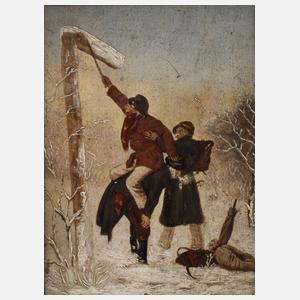 Carl Kronberger, attr., Der verschneite Wegweiser