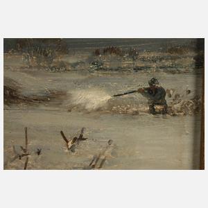 Prof. Emil Neumann, Winterliche Hasenjagd