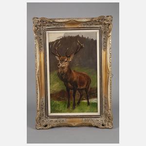 Prof. Otto Recknagel, Hirsch in Landschaft