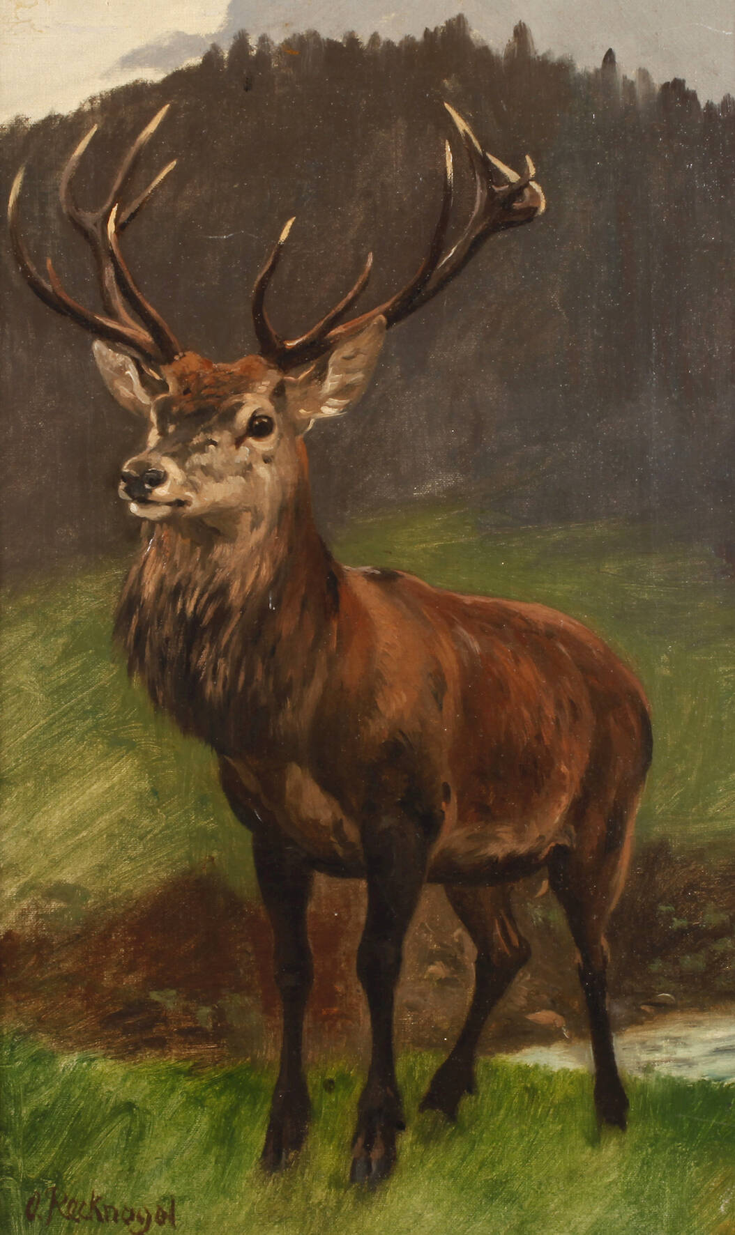Prof. Otto Recknagel, Hirsch in Landschaft