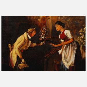 Kopie nach Karl Spitzweg, "Der Gratulant"