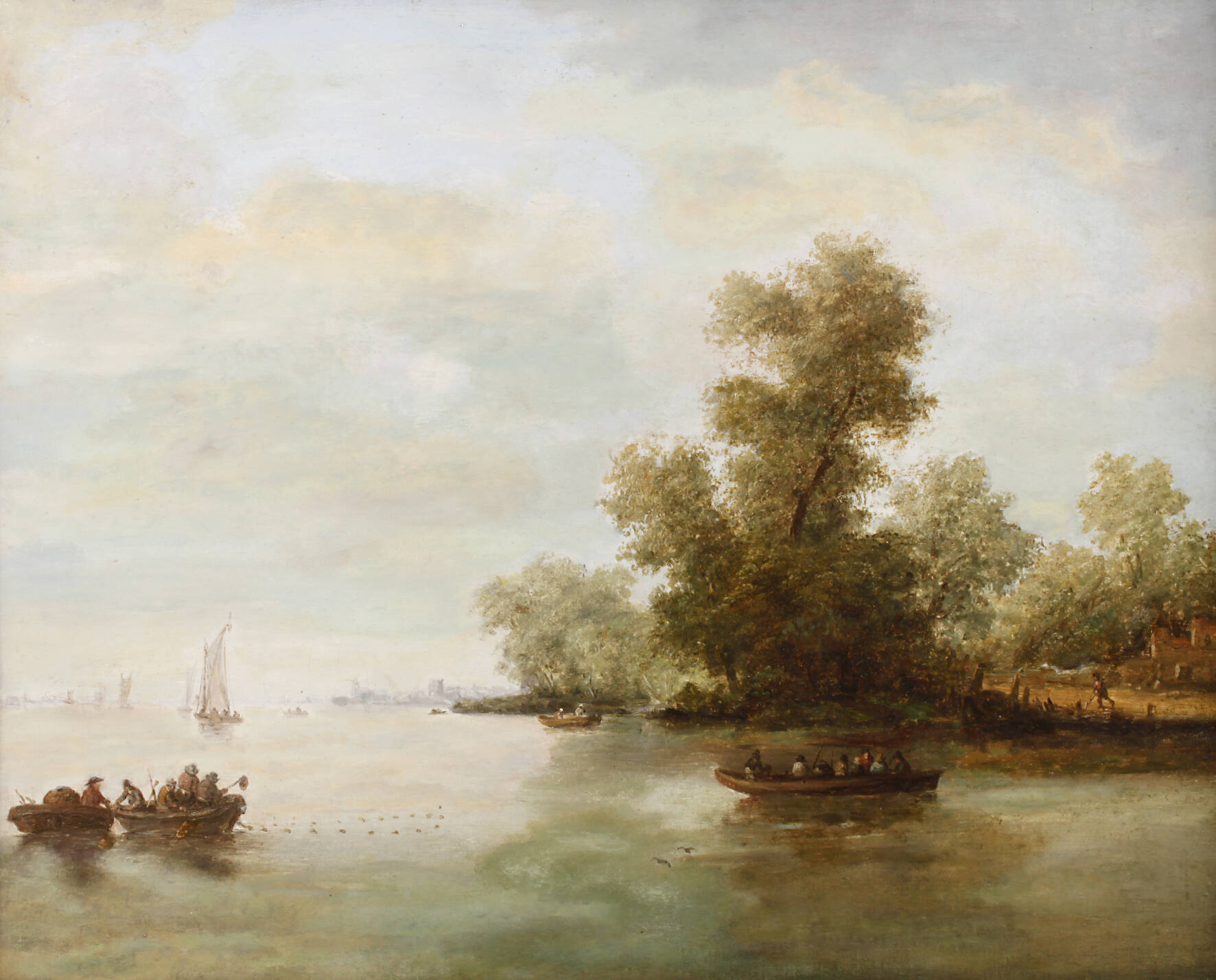 Fischer beim Einholen der Netze