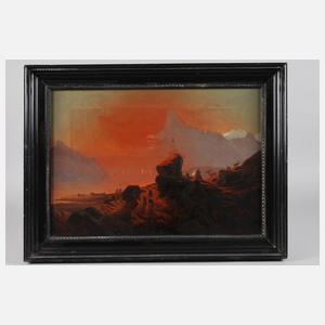 Romantische Landschaft im Sonnenuntergang