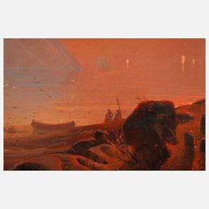 Romantische Landschaft im Sonnenuntergang