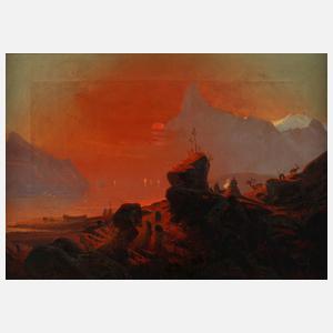 Romantische Landschaft im Sonnenuntergang