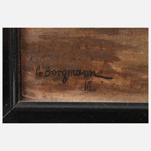 G. Borgmann, Bäuerliches Stubeninterieur mit Katze