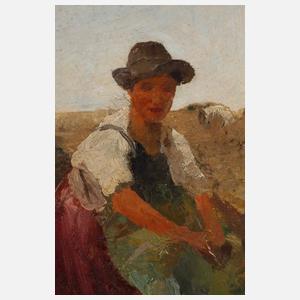 Lore Feldberg-Eber attr., Bauersfrau in Landschaft