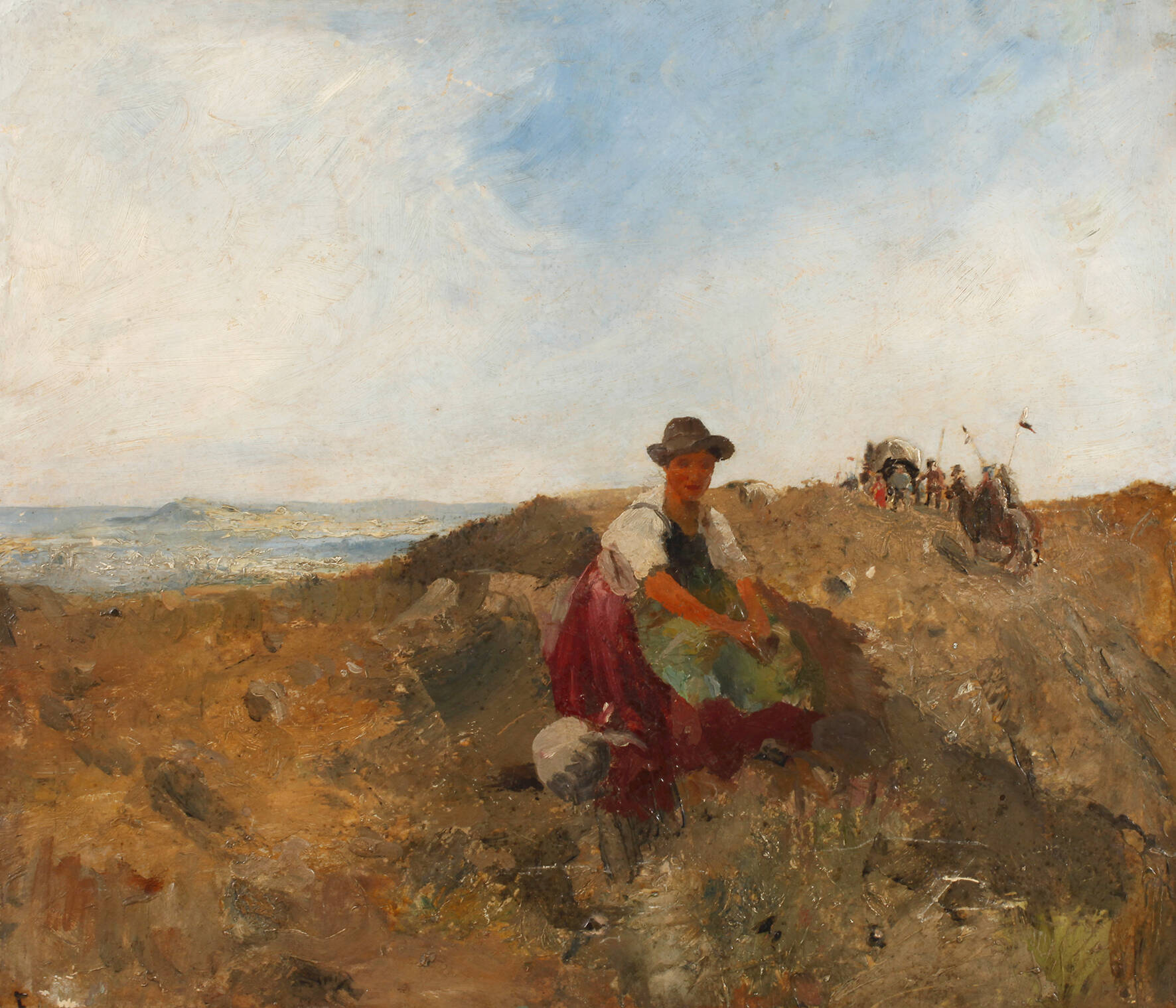 Lore Feldberg-Eber attr., Bauersfrau in Landschaft