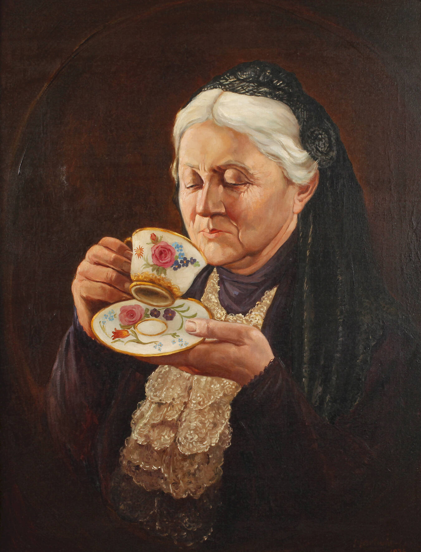 Walter Hartwig, Alte Dame Kaffee trinkend