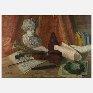 W. Pretschner, Stillleben mit Beethovenbüste