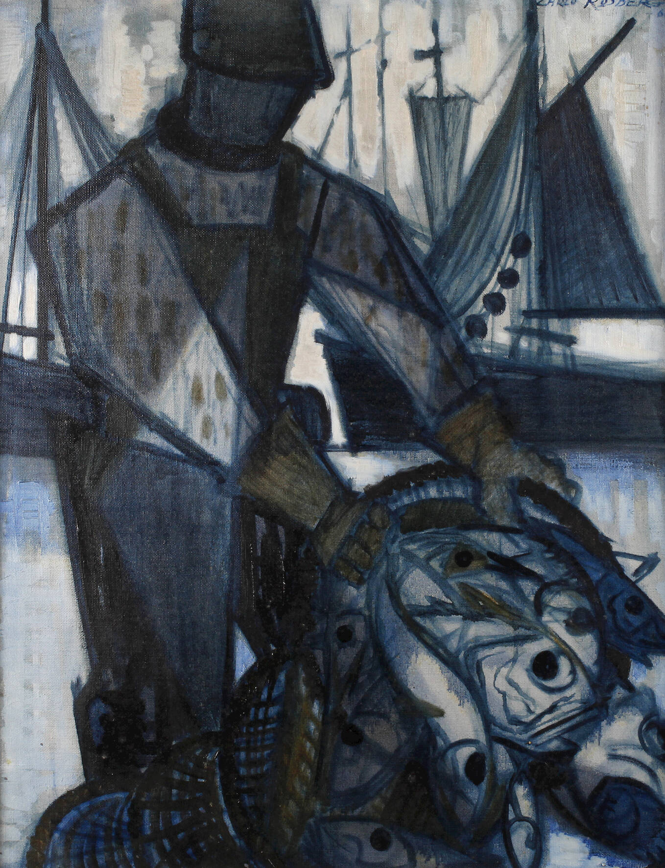 Carlo Rosberg, Fischer mit seinem Fang