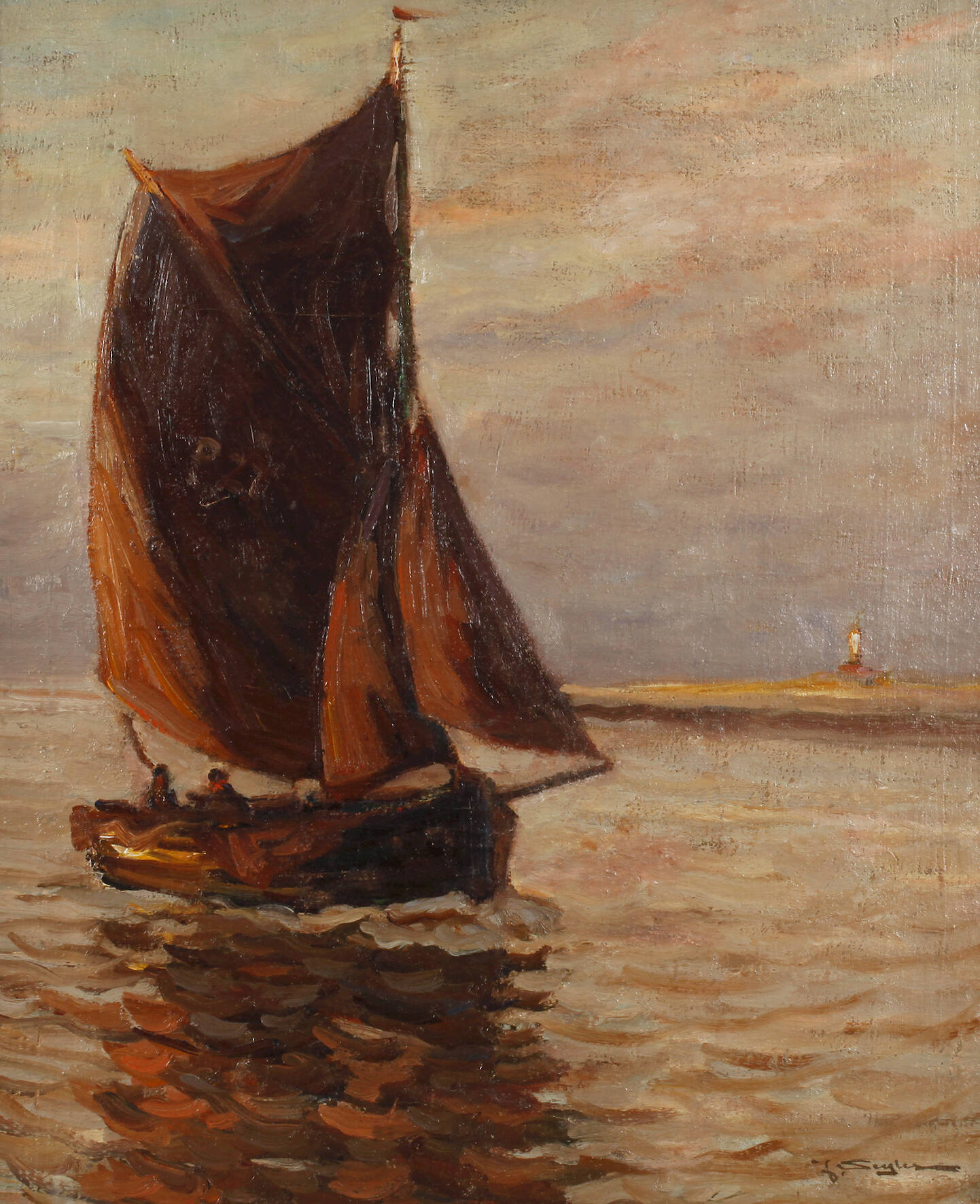 Prof. Julius Seyler, Segelboot an der Küste