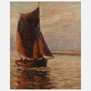 Prof. Julius Seyler, Segelboot an der Küste