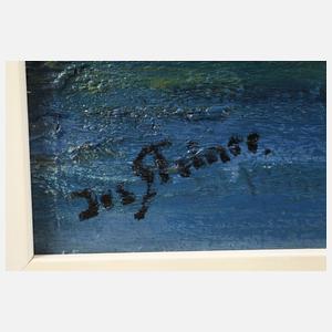 Josef Steiner, Flusslandschaft mit rotem Boot