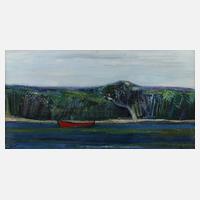 Josef Steiner, Flusslandschaft mit rotem Boot111