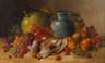 A. Tuzzi, Früchtestillleben mit Rebhühnern