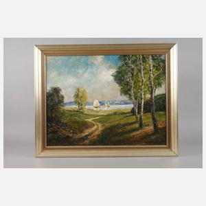Wolfgang Heinz Unger, Landschaft mit Birken am See