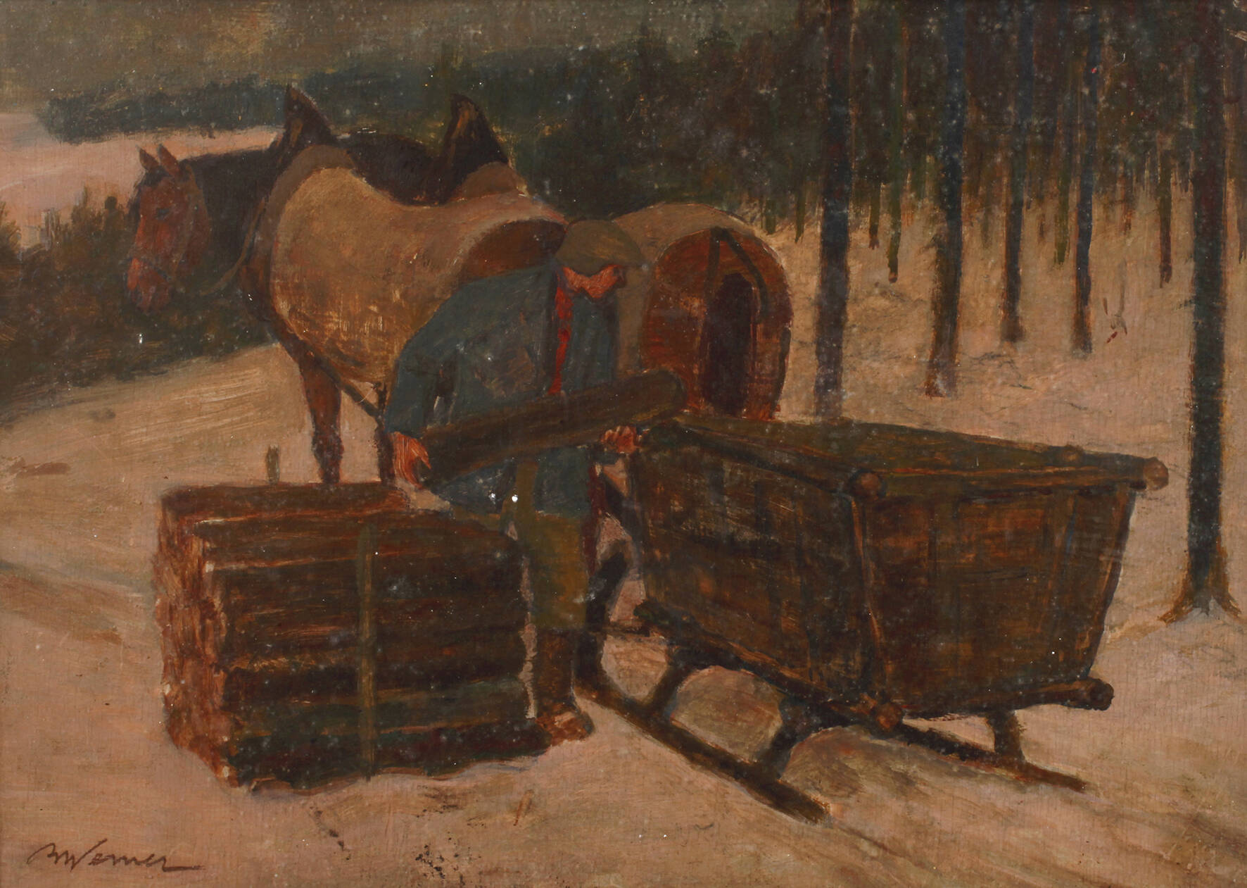 Břetislav Werner, Holzarbeiter im Wald