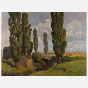 Sommerlandschaft mit Brücke