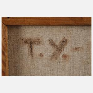 Tafelstillleben mit Rosen und Obstschale